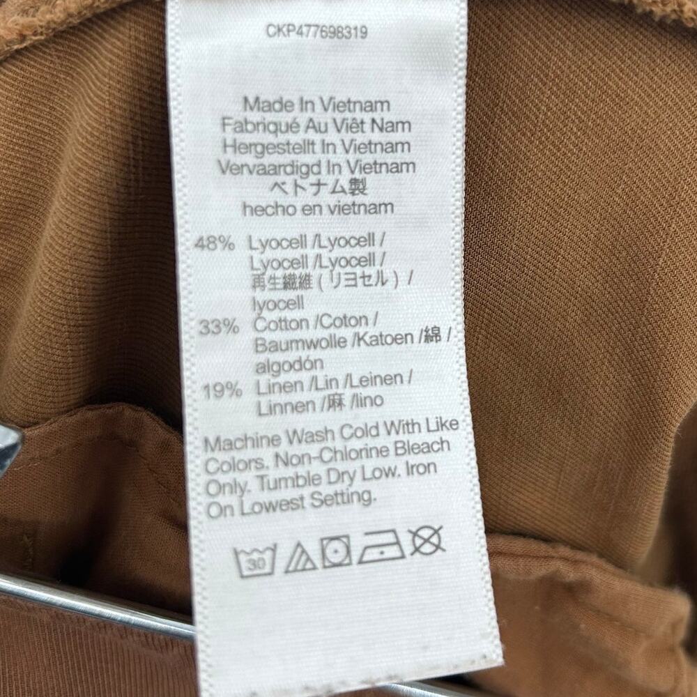 Madewell The Harlow Wide-Leg Pant Brown Lyocell Linen Blend High Rise Size 2 - Picture 9 of 12